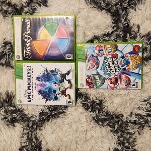4 Xbox 360 Games. Epic Mickey 2 Family Game Night 3, Trivial Pursuit & Monopoly